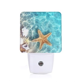 YASHILAIYA Starfish Seashell Beach Night Light,Plug-in Dusk to Dawn Sensor Nightlights for Bedroom Bathroom Hallway Stairs