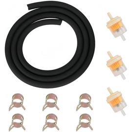 Petrol Hose Set, 1 Metre Fuel Hose, with 3 Fuel Filters and 6 Fuel Hose Clamps, Ideal for Motorcycle, Car, Truck, Scooter and Small Appliances, UV-Resistant, Flexible and Durable