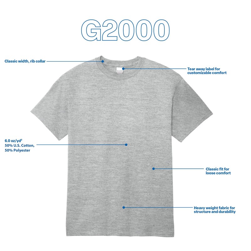 Gildan Adult Ultra Cotton T-Shirt, Style G2000, Multipack, Heather Navy
