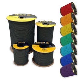 EdcX 4mm Nylon Paracord 550 50m (165 feet) - Type III, 100% Nylon Rope, 7 Strand Rope, 4mm Nylon Rope in Solid Colors (Black, 50 m)