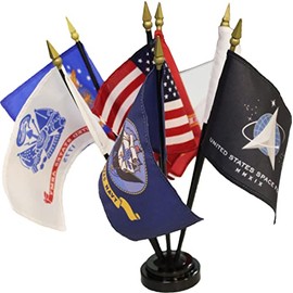 Armed Forces (Style A) - 4 in. x 6 in. Military Stick Flag Set (7 Flags)