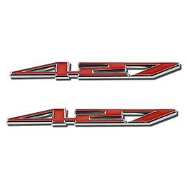 2X 427 Aluminum Emblem Badge Decal Red & Silver for Z06-C6 427 CI (Silver Red)