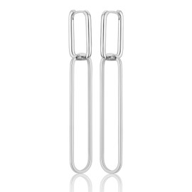 Rectangular Earrings 925 Silver Stud with Rectangular Pendant Colour Silver/Gold, Sterling Silver