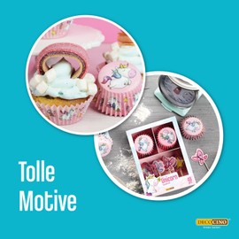 DECOCINO Unicorn Muffin Set 48 Pieces - 24 Cupcake Cases with Diameter 5 cm and 24 Paper Muffin Toppers, Ideal Decoration for Children's Birthdays and Themed Parties