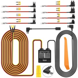 Acmerota Dash Cam Hardwire Kit Type-C USB Hard Wire Kit 12V-24V to 5V 3A Hardwire Kit Adjustable Low Voltage Protection & Work Time 11.4ft Dash Cam Charger Power Cord for GPS Power Supply