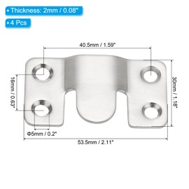 PATIKIL Flush Mount Bracket 53x30mm, 2 Pairs Interlocking Hanging Buckle Stainless Steel Wall Mount Hanger Hook for Picture Frame, Art, Clock, Shelves, Mirrors, Silver Tone