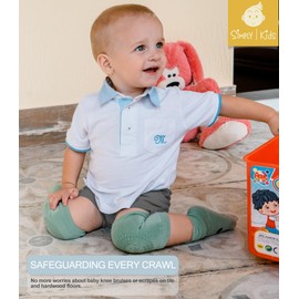 Anti-Slip Baby Knee Pads and Socks Set for Crawling and Walking (6 Pairs, 6-18 Months) I Toddler Socks with Grippers and Crawling Knee Pads for Infant Boys Girls (Boys)