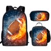 UNICEU Fire and Water Rugby Ball Print Kid School Backpack