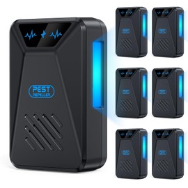 6 Packs Ultrasonic Pest Control Repeller, Electronic Pest Repellent Plug in Indoor for Insect Roaches Spider Ant Bug Mosquito Rat Mouse Repellent for House Home Kitchen Garage (Black)