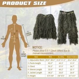 Meulbaty M/L/XL Ghillie Suit Jungle Hunting Camouflage Apparel Clothing for Unisex Adults - M/L