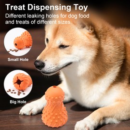 Nopisen Chew Toys -Cone Shape Dog Toys for Aggressive Chewers，Durable Natural Rubber， Multifunctional Teeth Cleaning and Gum Massage(Orange)