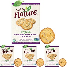 Back to Nature Organic Stoneground Wheat Crackers - Dairy Free, Non-GMO, Made with Whole Grains & Flax Seed, Delicious & Quality Snacks, 6 Ounce​ (Pack of 4)