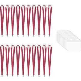 Lanyard with Clear Card Holder, Assorted Colours, Id Card Holder (20x Red)