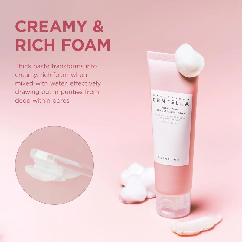 SKIN1004 Poremizing Deep Cleansing Foam, 4.23 Fl.oz, 125ml, Makeup Remover,