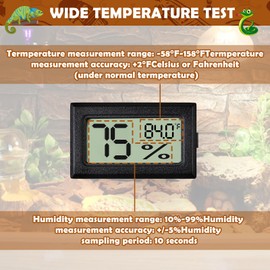 Vodolo Reptile Thermometer and Humidity Gauge,2PCS Digital Adhesive Reptile Terrarium Hydrometer,Bearded Dragon Tank Accessories,Pet Humidity Meter Supplies for Leopard Crested Gecko,Snake,Lizard