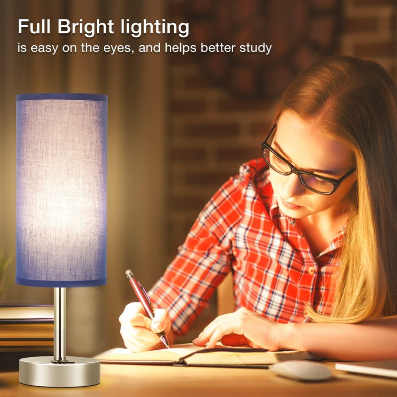 Navy Blue Touch Lamp for Boys - Small Nightstand Lamp