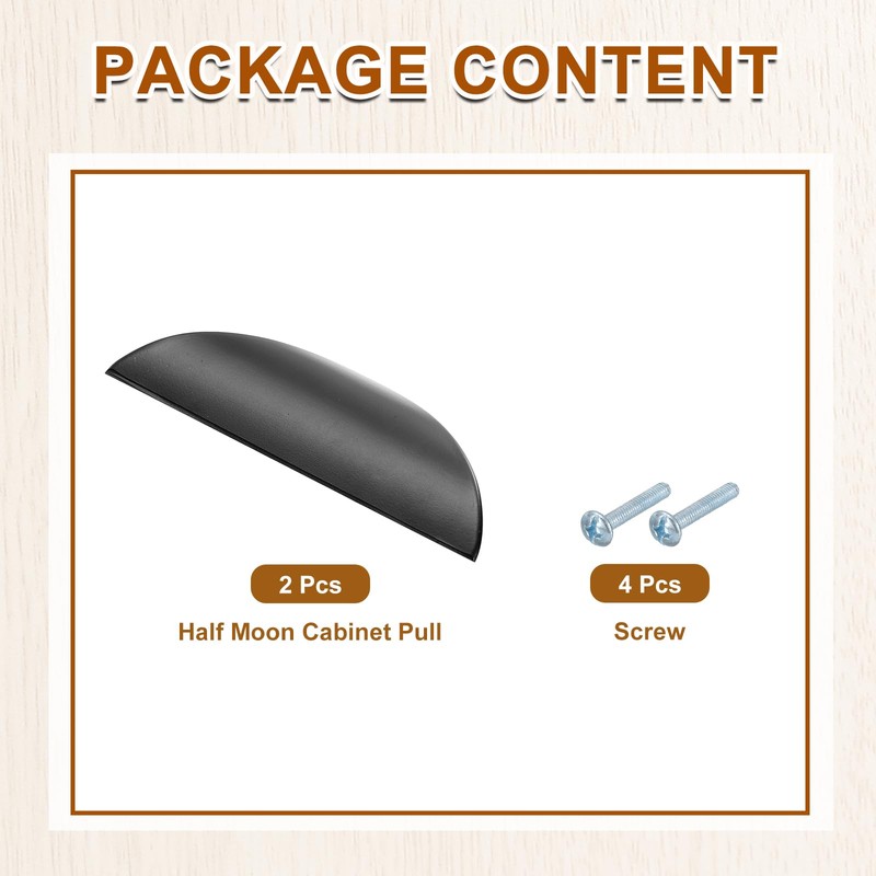 sourcing map 2 Pack Half Moon Cabinet Pull, 1.26" Hole