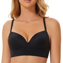MELENECA Women's Push Up Bralettes Seamless Padded Wireless Bra with Support and Lift Black 34B