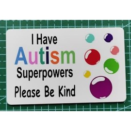 I Have Autism Bubbles I. D. Card Fits In Any Standard Size I.D. Card Holder CARD ONLY