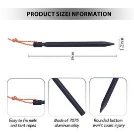 LUMOOM 10 Stück Zeltheringe, Camping Heringe, Ultralight Heavy Duty Aluminium Legierung Erdnägel mit Reflektierende Seil für Camping, Reisen, Wandern, Strand, Robust (Schwarz)