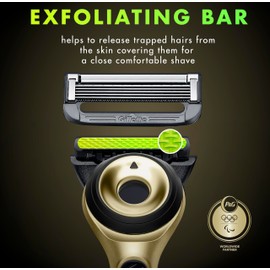 GilletteLabs with Exfoliating Bar Razor for Men, Champion Gold Edition - 1 Handle, 1 Razor Blade Refill, Includes Premium Magnetic Stand