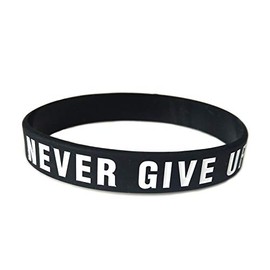 JOYID "Never give up Motivational Bracelets Rubber Band Wristbands Jewelry Inspirational Bracelets Gifts-Black
