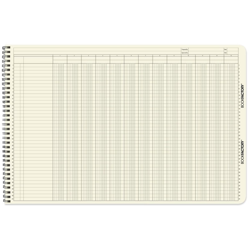BookFactory Accounting Ledger Notebook/Large 13 Column Accounting Ledger Columnar (Thirteen