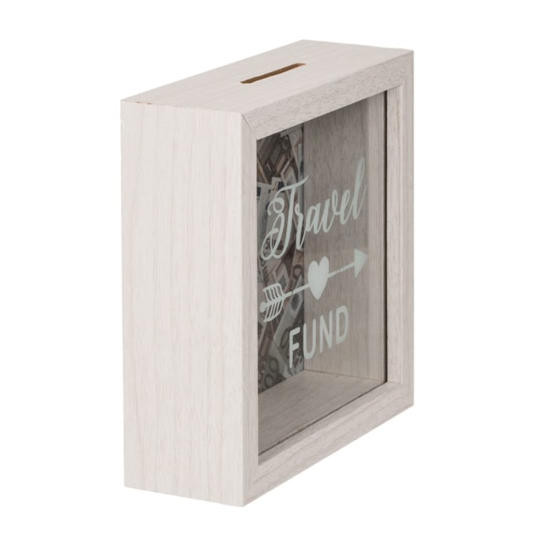 makio White Money Box - Travel Fund (15 x 15