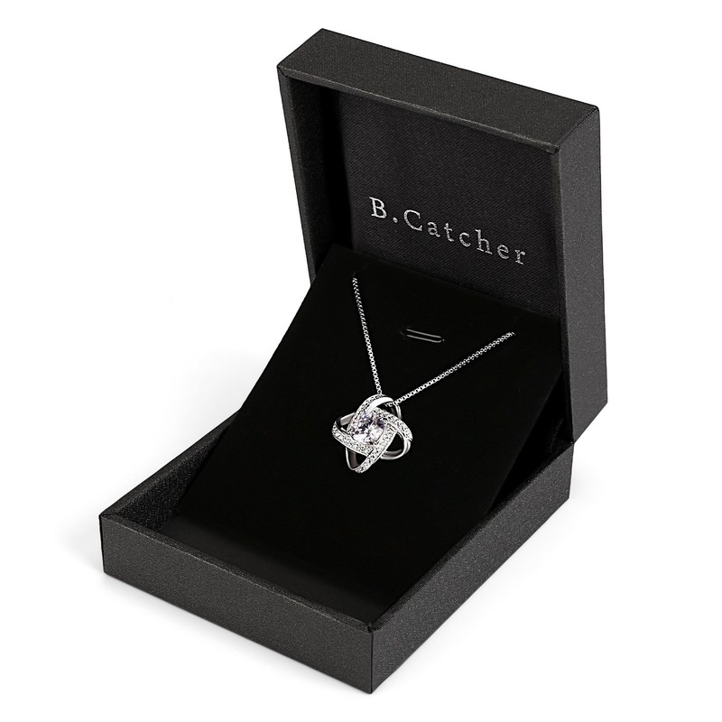 B.Catcher Women's Necklace, Jewellery, Pendant, 925 Sterling Silver Twist Cube