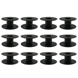 JCBIZ 12pcs 69mm Plastic Spool Black Bobbin Empty Spools for Ribbon Beading String Wire Bobbin Cord Ropes
