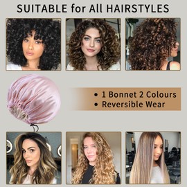 RedJoe 22 Momme 100% Mulberry Silk Bonnet Hair Wrap for Sleeping, Adjustable Silk Scrunchies Sleep Cap for Women Men Hair Care, Head Scarf Night Caps with Elastic Stay On Head, 1Pc(Pink,Beige)