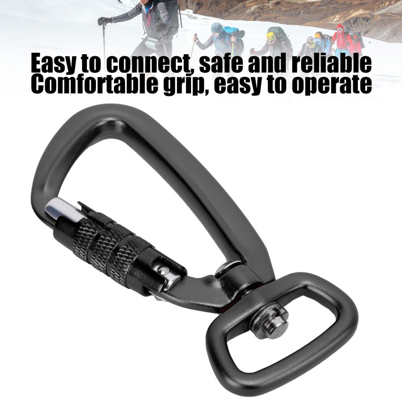 Carabiner Clip Auto Locking Square Bottom 360 Rotational Hook Accessory