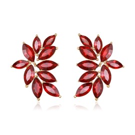 EVER FAITH Fashion Sparkling Rhinestone Stud Earrings for Women, Crystal Wedding Bridal Earrings Cluster Bridesmaid Earrings Prom Party Jewellery Clear Silver Tone, Crystal