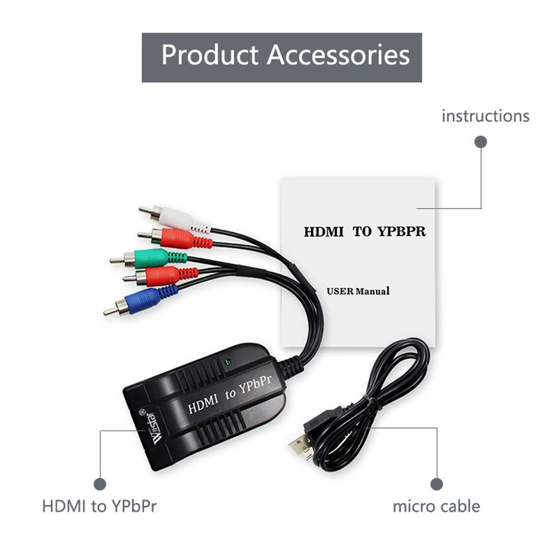 Wiistar HDMI to Component Converter, HDMI to YPbPr RGB 5RCA