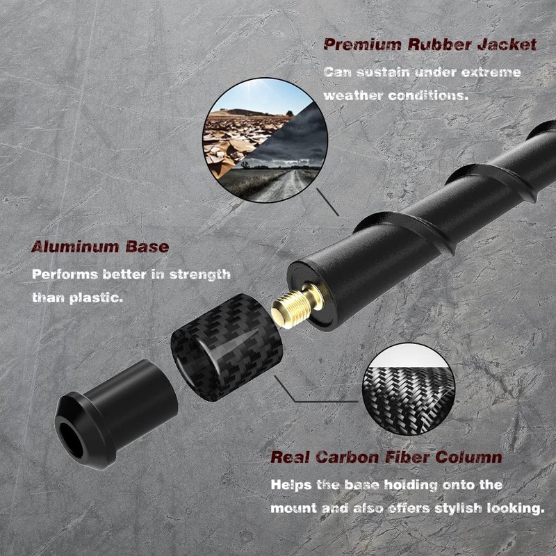 Rydonair - Antena espiral de 6.9 pulgadas compatible con Jeep