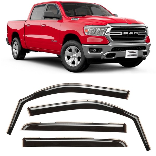 Voron Glass in-Channel Extra Durable Rain Guards for Trucks Dodge