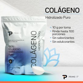 Colgeno Hidrolizado Polvo Puro 1 Kg, 100 Porciones De 10 Gr, Tipo 1 Y 3, Procesado Con Tecnologa Alemana De Alta calidad, Pureza Y Fcil Absorcin sin  