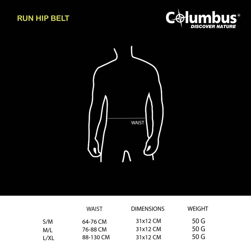 COLUMBUS Unisex Run Hip Size M/L New Hydration Belt, Black