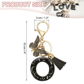 PATIKIL Alphabet Initial Letter Keychain, Resin Cute Keychains with Tassel Butterfly Letter O Pendant Charm for Women Key Purse Handbag Bag Accessories, Black