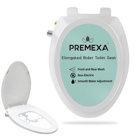 PREMAXA Bidet Toilet Seat for Elongated Toilets, Non-Electric, Dual Nozzle, Soft Close, Self-Cleaning, Ambient Water Temperature, Easy Installation, Reduce Toilet Paper Usage