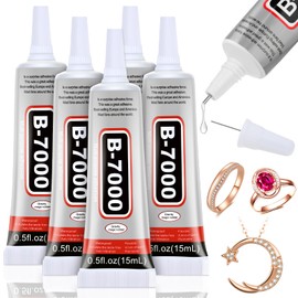 5 PCS 15 ML B7000 Fabric Super Glue, Transparent B-7000 Glue Rhinestone Gems Glue Flexible Adhesive for Crafts Jewelry Making Phone Repair Nail Art Glass Shoes Charms