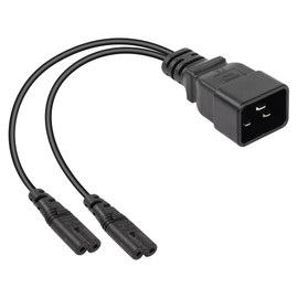 SinLoon C20 to Double C7 Y Splitter Power Plug Cable IEC 320 C20 Male to C7+C7 Female AC Conversion Cable Suitable for UPS PDU Power Supply etc