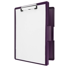 Clipboards with Storage,High Capacity Nursing Clipboard,Plastic Storage Clipboard with Low Profile Clip,Side-Opening A4 Binder Clipboard Folder,Smooth Writing Clip Board for Office Supplies(Purple)