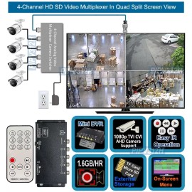 Unbranded/Generic 4-Channel Multiplexer DVR For 720p 1080p AHD CVI TVI  HD Cam & Analog SD Cams