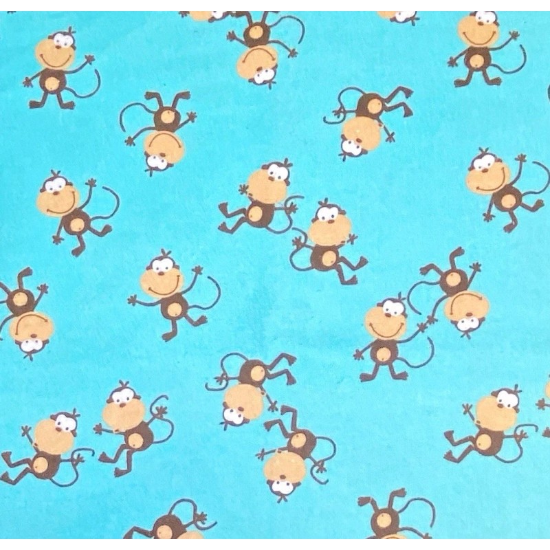 Unbranded Monkeys on Blue Flannel Fabric, BTHY, OOP, RARE, Monkey's