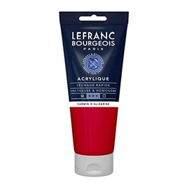 Lefranc Bourgeois 300344 Fine Acrylic Paint - Alizarin Carmine, 200 ml Tube, Creamy Acrylic Paint, Water-based, Quick Drying, Lightfast, Waterproof