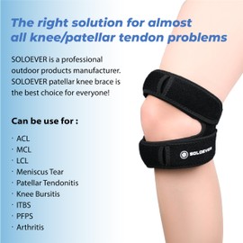 SOLOEVER Patella Knee Brace for Knee Pain, Adjustable Patellar Tendon Support Strap, Knee Strap for Running, Meniscus Tear, Arthritis, Tendonitis, Injury Recovery, Men & Women