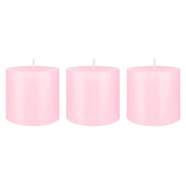 Mega Candles 3 pcs Unscented Solid Pink Pillar Candles, Hand Poured Premium Wax Candle 3 Inch x 3 Inch, Home Décor, Spas, Weddings, Celebrations, Party, Centerpieces, Holidays, Vigils, Prayers