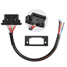 Autel OBD2 16Pin J1962 Female to OBDII Open Pigtail Cable, Pigtail Fixed Wire Harness with Underdash Mount Bracket, OE-Quality, 1FT/ 30CM