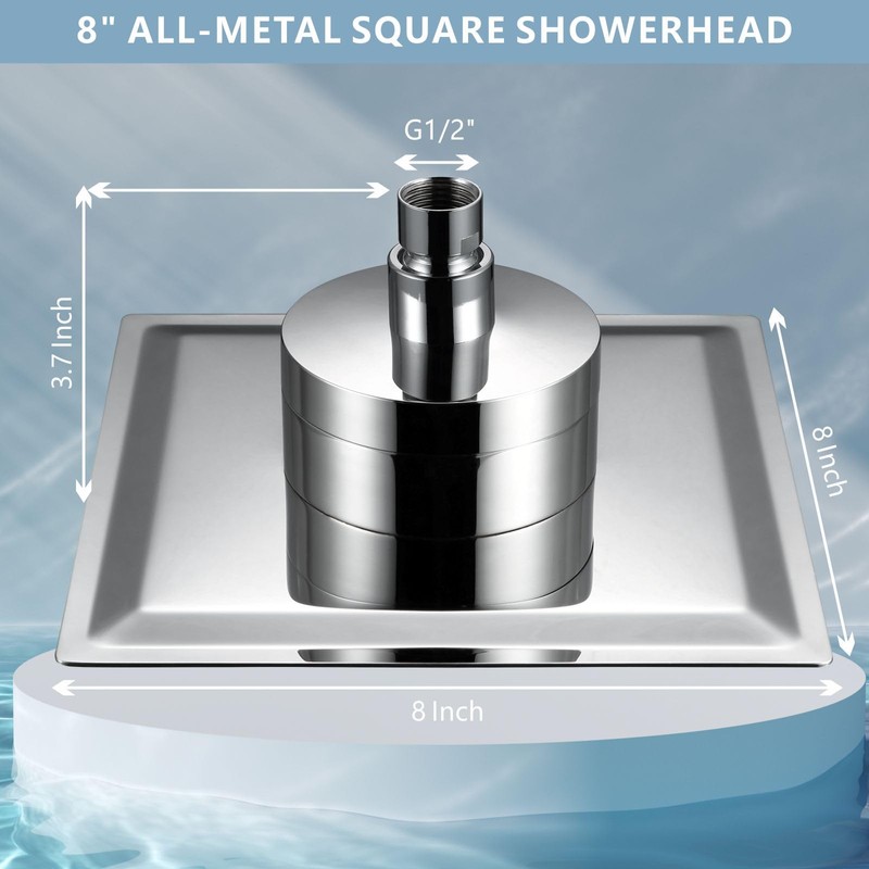 Nuodan High Pressure Rain Shower Head with Filtered - 8"